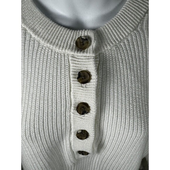 Aerie Sweater Women's X Small Beige Knit Pullover Button Front Long Sleeve - Picture 2 of 5